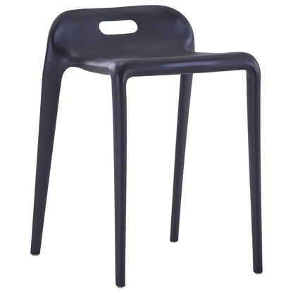 Stool Set of 4 Black Polypropylene Compact size Stackable