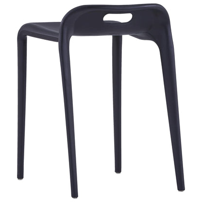Stool Set of 4 Black Polypropylene Compact size Stackable