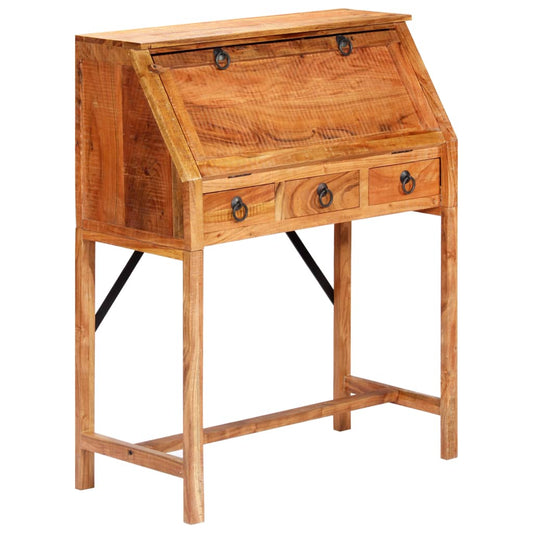 Writing Desk Brown Solid Acacia wood Medium Desk Rectangular