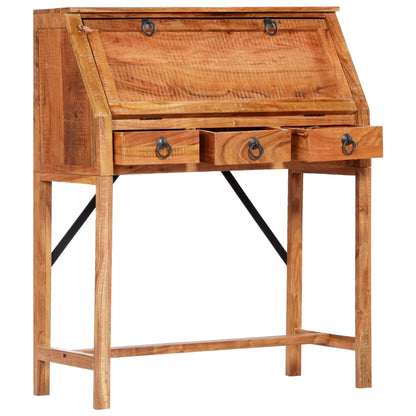Writing Desk Brown Solid Acacia wood Medium Desk Rectangular