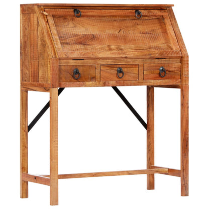 Writing Desk Brown Solid Acacia wood Medium Desk Rectangular