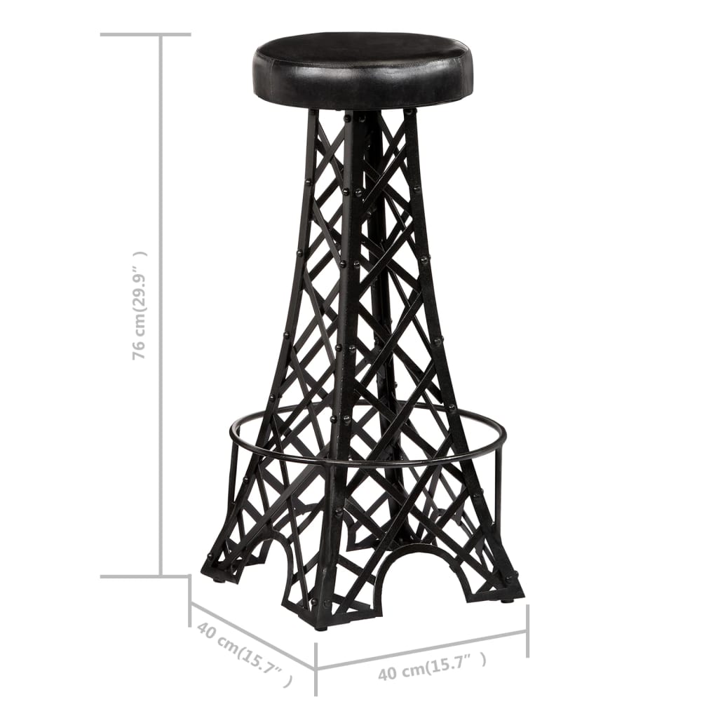 Bar Stools 2 pcs Real Leather