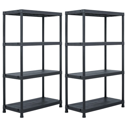 Storage Shelf Racks 2 pcs Black 440.9 lb 31.5"x15.7"x54.3" Plastic