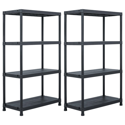 Storage Shelf Racks 2 pcs Black 440.9 lb 31.5"x15.7"x54.3" Plastic