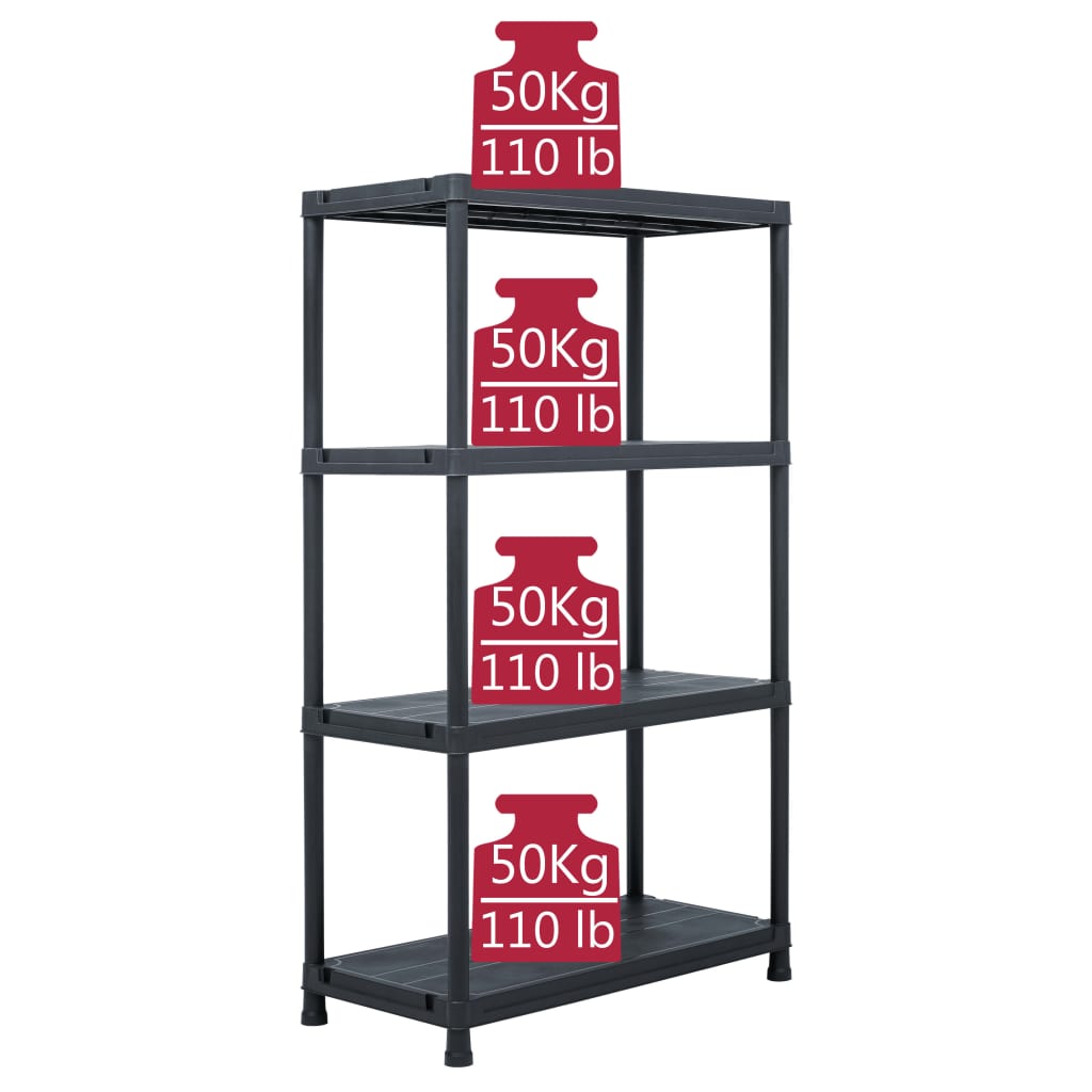 Storage Shelf Racks 2 pcs Black 440.9 lb 31.5"x15.7"x54.3" Plastic