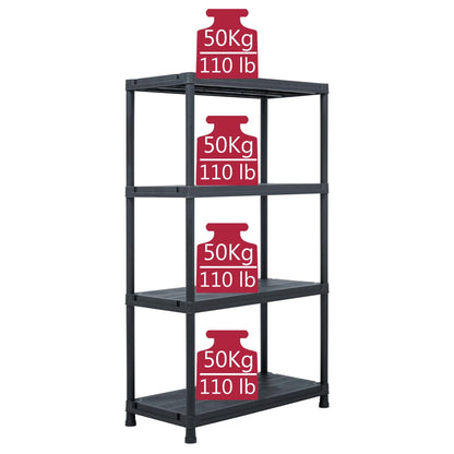 Storage Shelf Racks 2 pcs Black 440.9 lb 31.5"x15.7"x54.3" Plastic