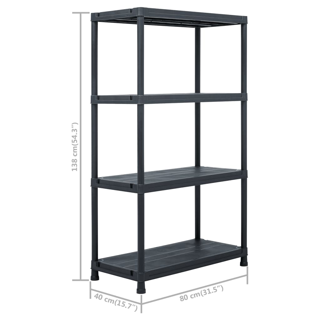 Storage Shelf Racks 2 pcs Black 440.9 lb 31.5"x15.7"x54.3" Plastic