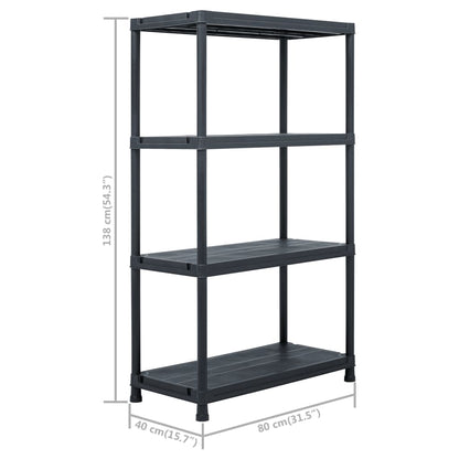 Storage Shelf Racks 2 pcs Black 440.9 lb 31.5"x15.7"x54.3" Plastic