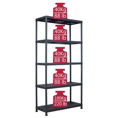 Storage Shelf Racks 2 pcs Black 573.2 lb 35.4"x15.7"x70.9" Plastic