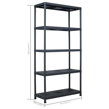 Storage Shelf Racks 2 pcs Black 573.2 lb 35.4"x15.7"x70.9" Plastic