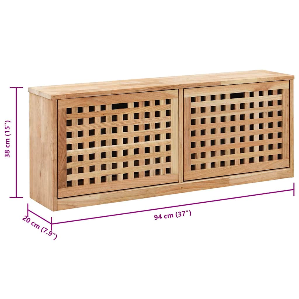 Shoe Storage Bench 37.0x7.9x15.0" Solid Walnut Wood