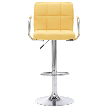 Bar Chair Set of 2 Yellow Chrome-plated steel and fabric
