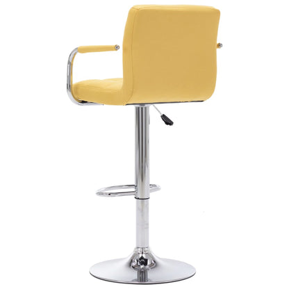 Bar Chair Set of 2 Yellow Chrome-plated steel and fabric