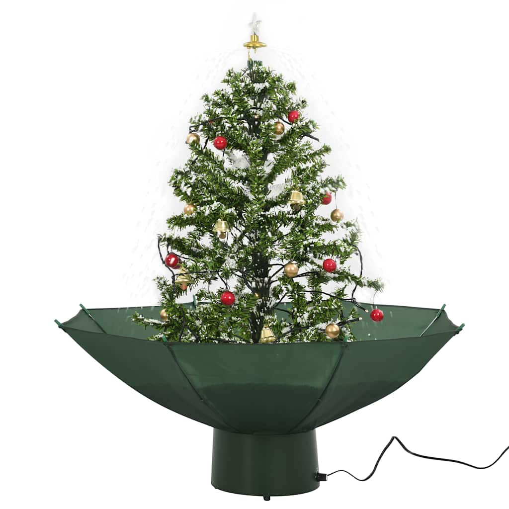 Snowing Christmas Tree with Umbrella Base Green 2 ft