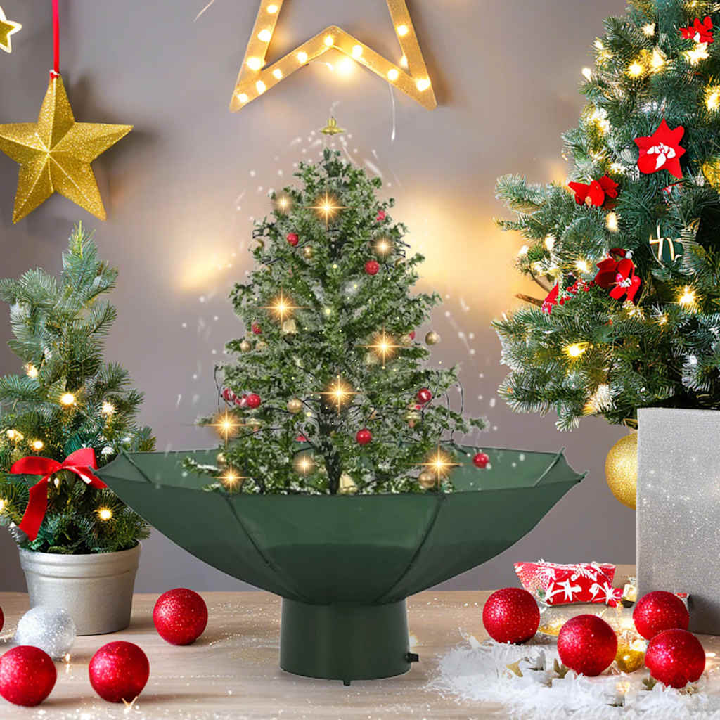 Snowing Christmas Tree with Umbrella Base Green 2 ft