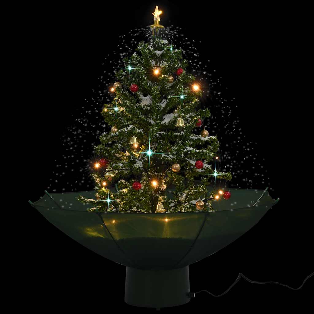 Snowing Christmas Tree with Umbrella Base Green 2 ft