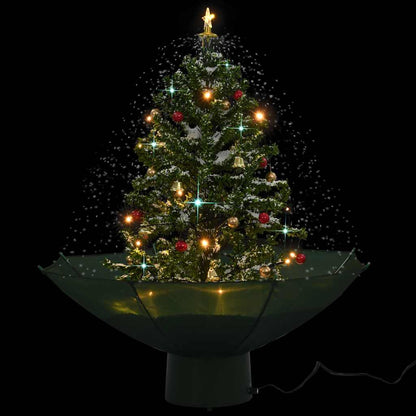 Snowing Christmas Tree with Umbrella Base Green 2 ft