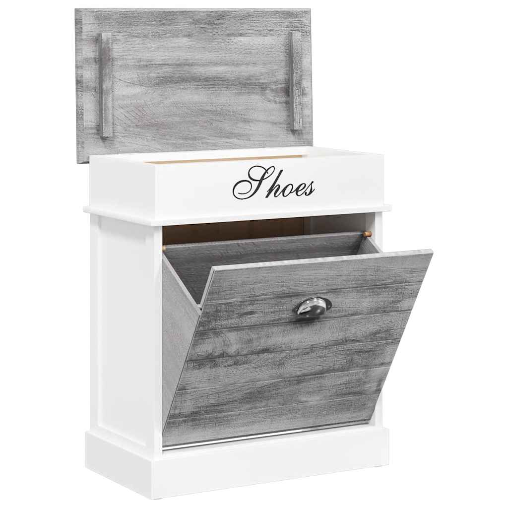 Shoe Cabinet Gray 19.7"x11"x22.8" Paulownia Wood