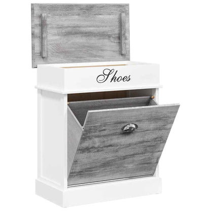 Shoe Cabinet Gray 19.7"x11"x22.8" Paulownia Wood