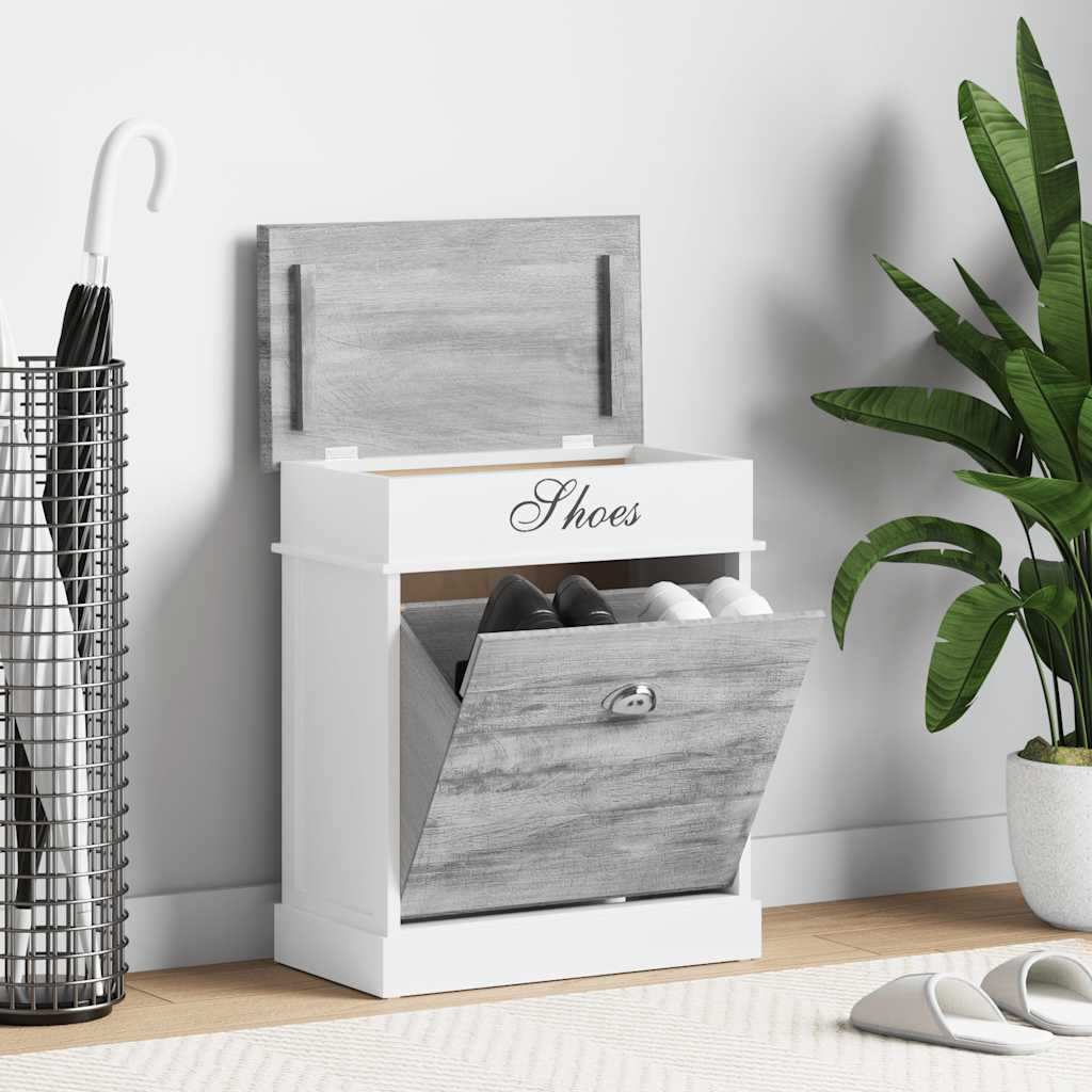 Shoe Cabinet Gray 19.7"x11"x22.8" Paulownia Wood