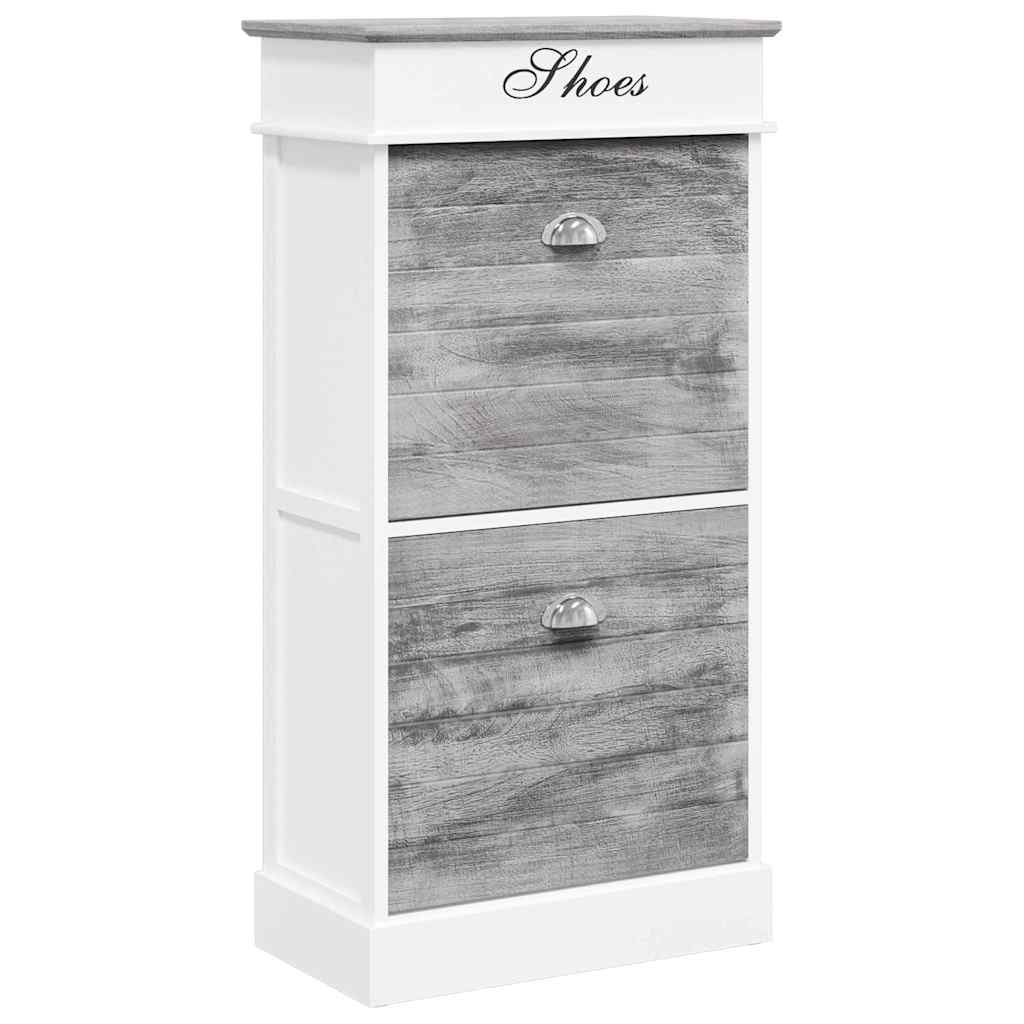 Shoe Cabinet Gray 19.7"x11"x38.6" Paulownia Wood