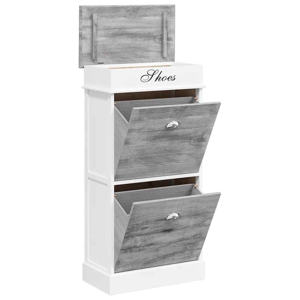Shoe Cabinet Gray 19.7"x11"x38.6" Paulownia Wood
