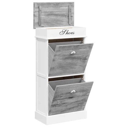 Shoe Cabinet Gray 19.7"x11"x38.6" Paulownia Wood