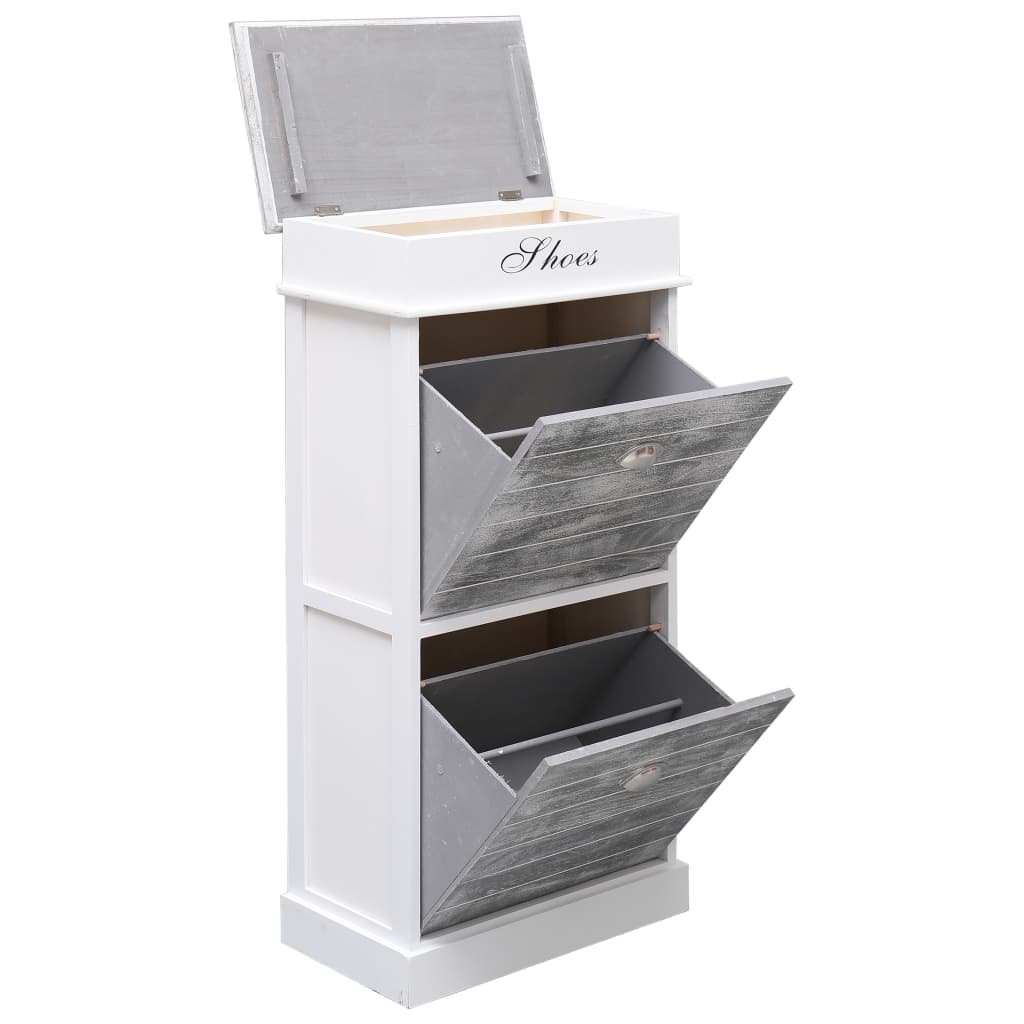 Shoe Cabinet Gray 19.7"x11"x38.6" Paulownia Wood