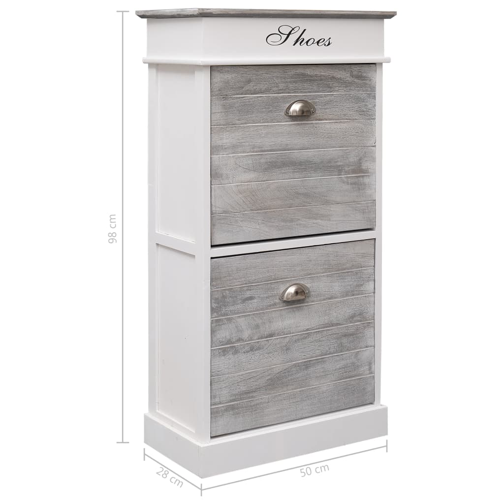 Shoe Cabinet Gray 19.7"x11"x38.6" Paulownia Wood