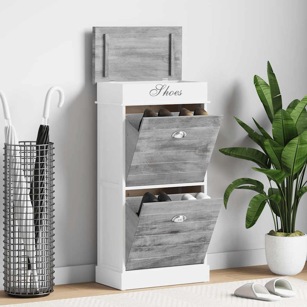 Shoe Cabinet Gray 19.7"x11"x38.6" Paulownia Wood