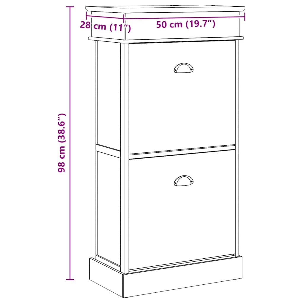 Shoe Cabinet Brown 19.7x11.0x38.6" Paulownia Wood