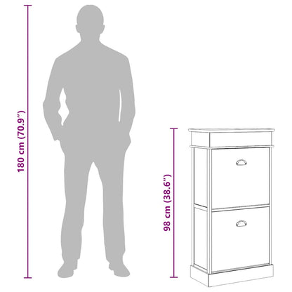 Shoe Cabinet Brown 19.7x11.0x38.6" Paulownia Wood