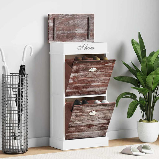 Shoe Cabinet Brown 19.7x11.0x38.6" Paulownia Wood