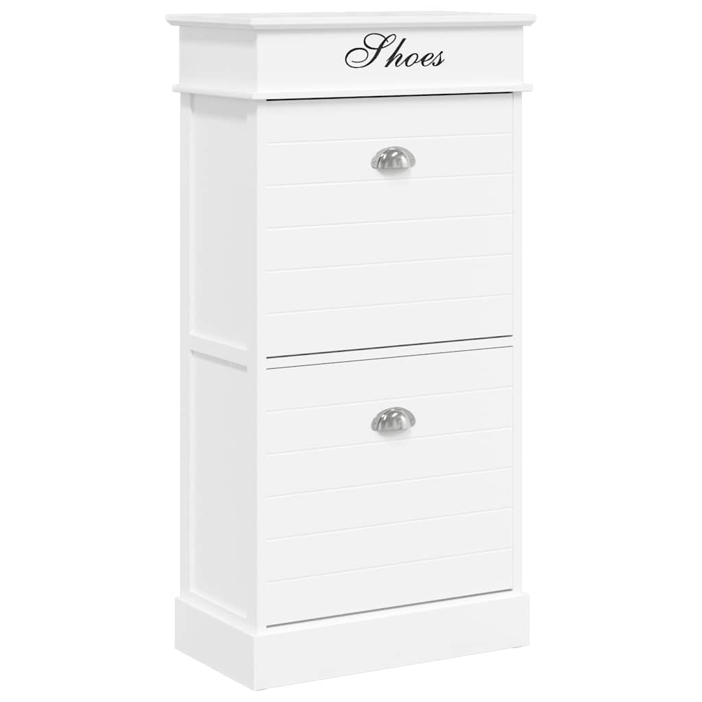 Shoe Cabinet White 19.7x11.0x38.6" Paulownia Wood