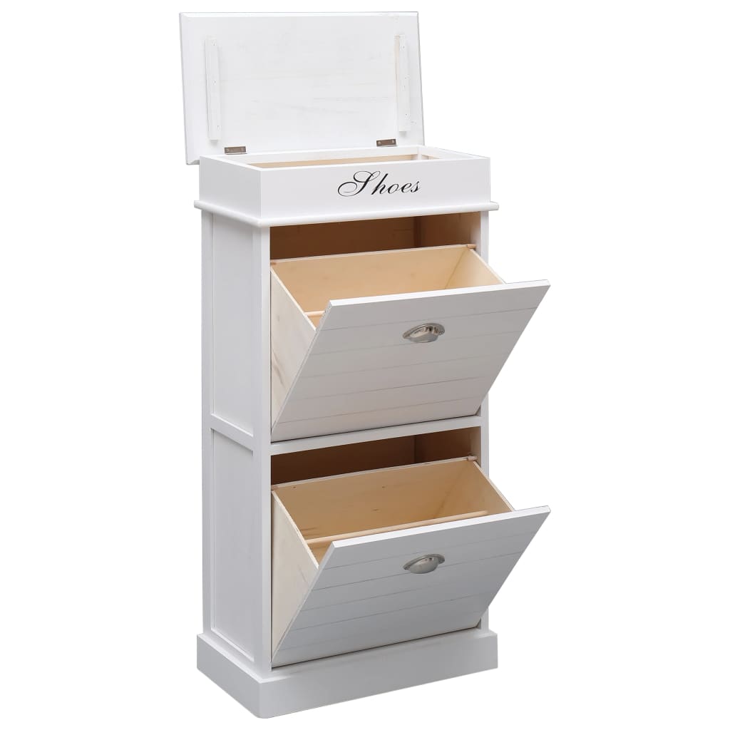 Shoe Cabinet White 19.7x11.0x38.6" Paulownia Wood