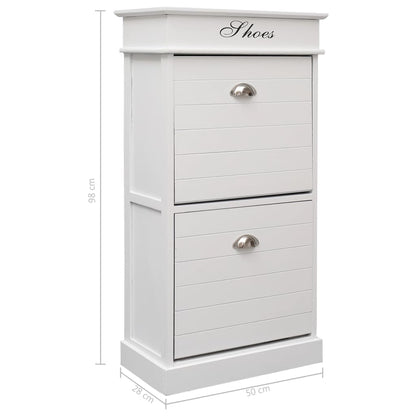 Shoe Cabinet White 19.7x11.0x38.6" Paulownia Wood