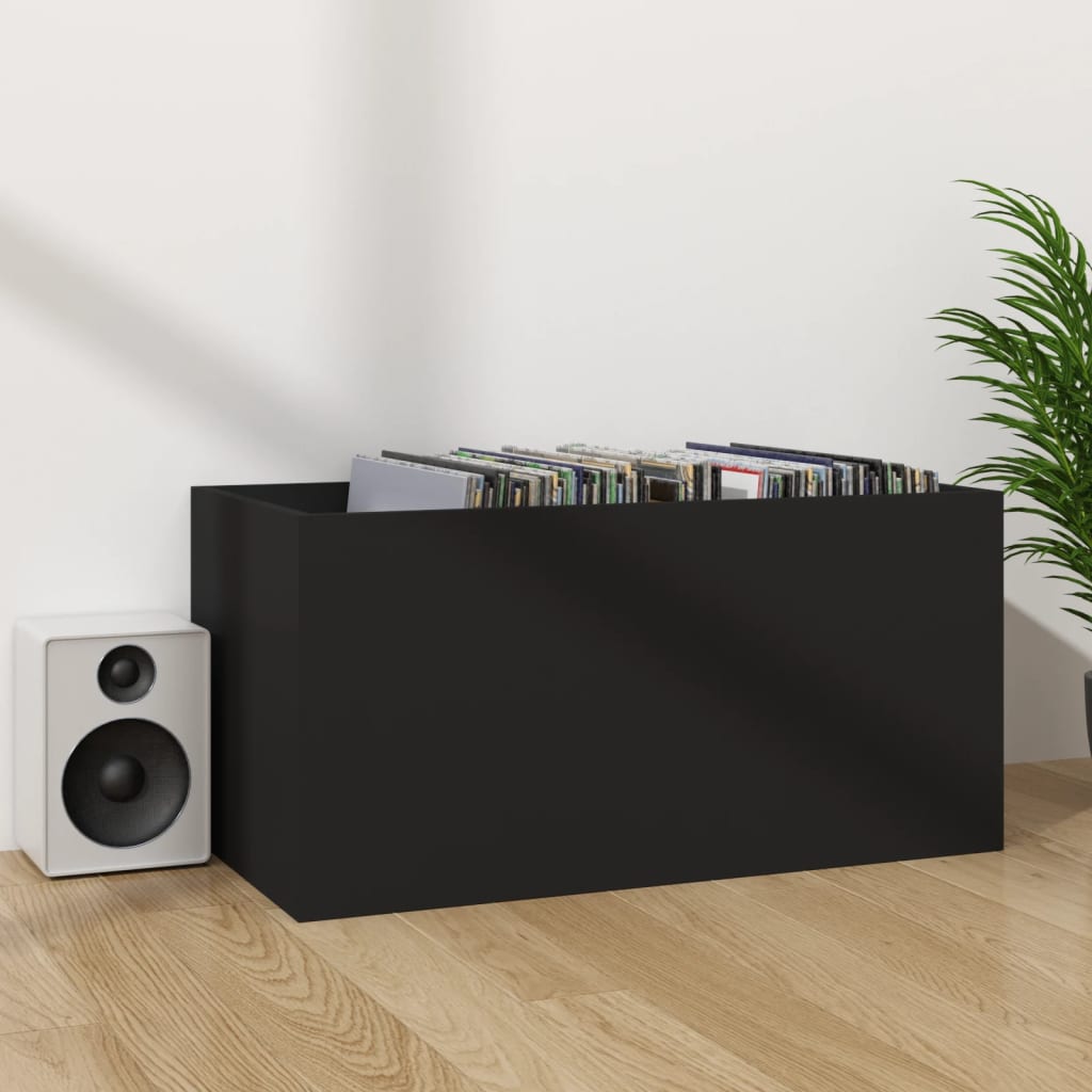 Vinyl Storage Box Black 28.0x13.4x14.2" Engineered Wood