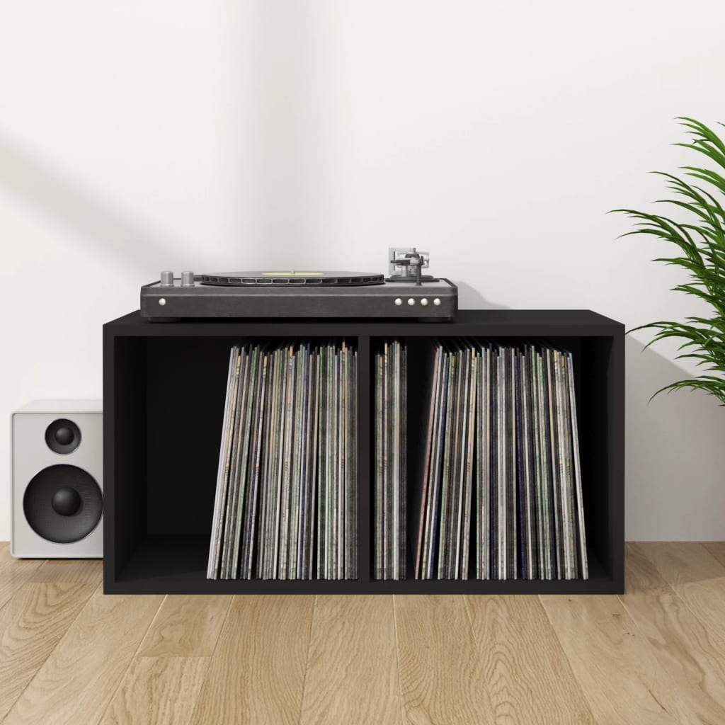 Vinyl Storage Box Black 28.0x13.4x14.2" Engineered Wood