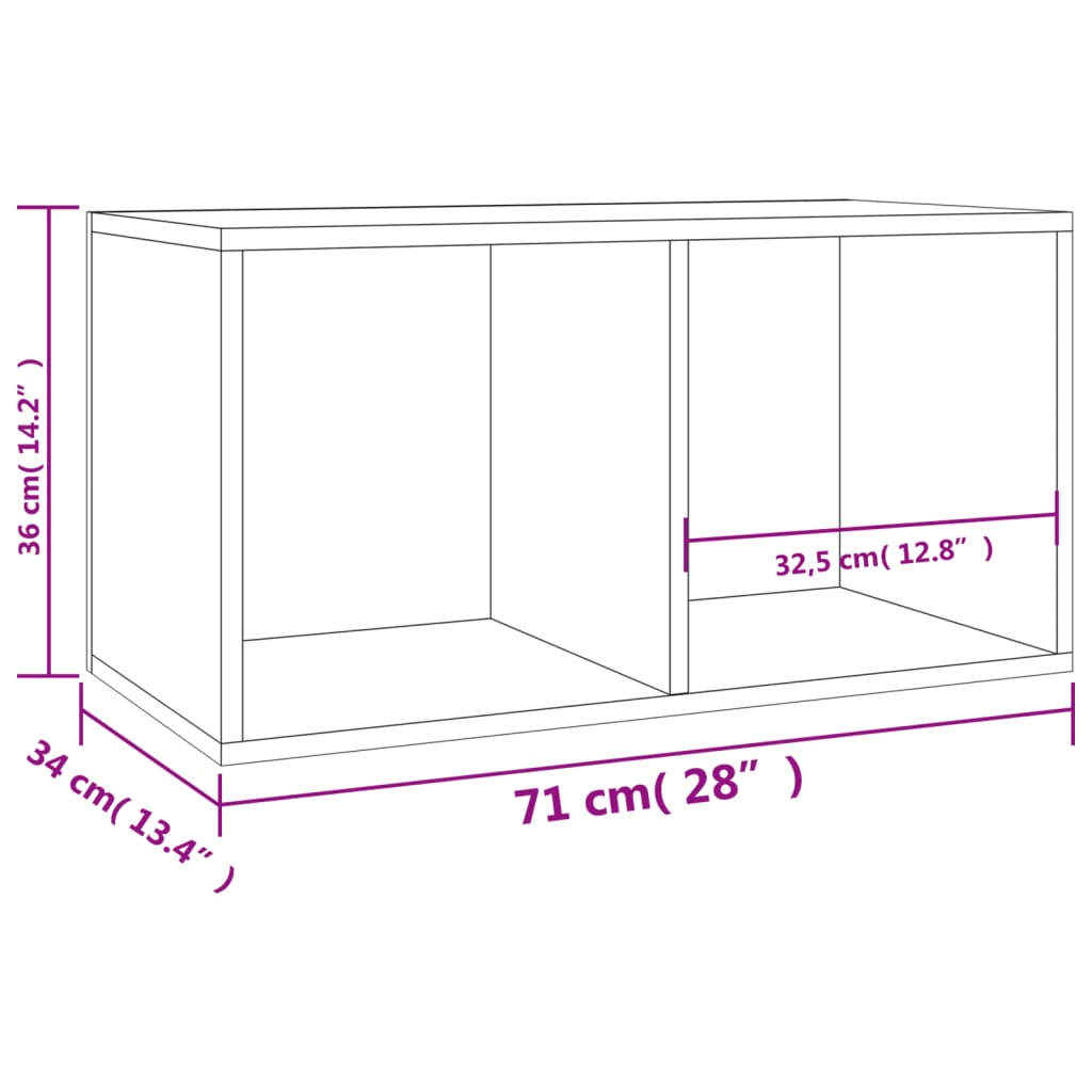Vinyl Storage Box Concrete Grey 28.0x13.4x14.2" Engineered Wood