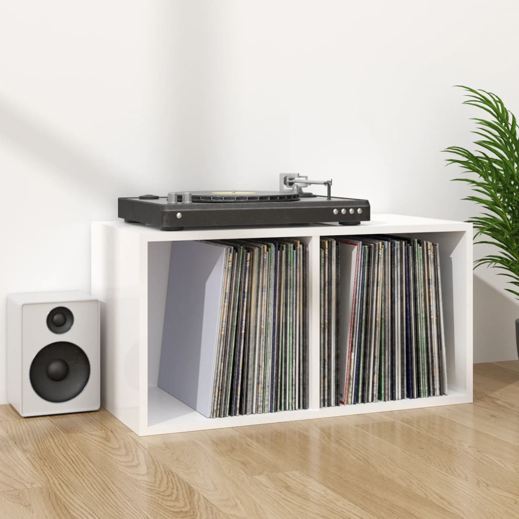 Vinyl Storage Box High Gloss White 28.0x13.4x14.2" Engineered Wood