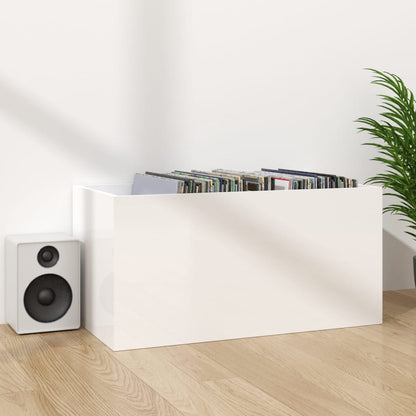 Vinyl Storage Box High Gloss White 28.0x13.4x14.2" Engineered Wood