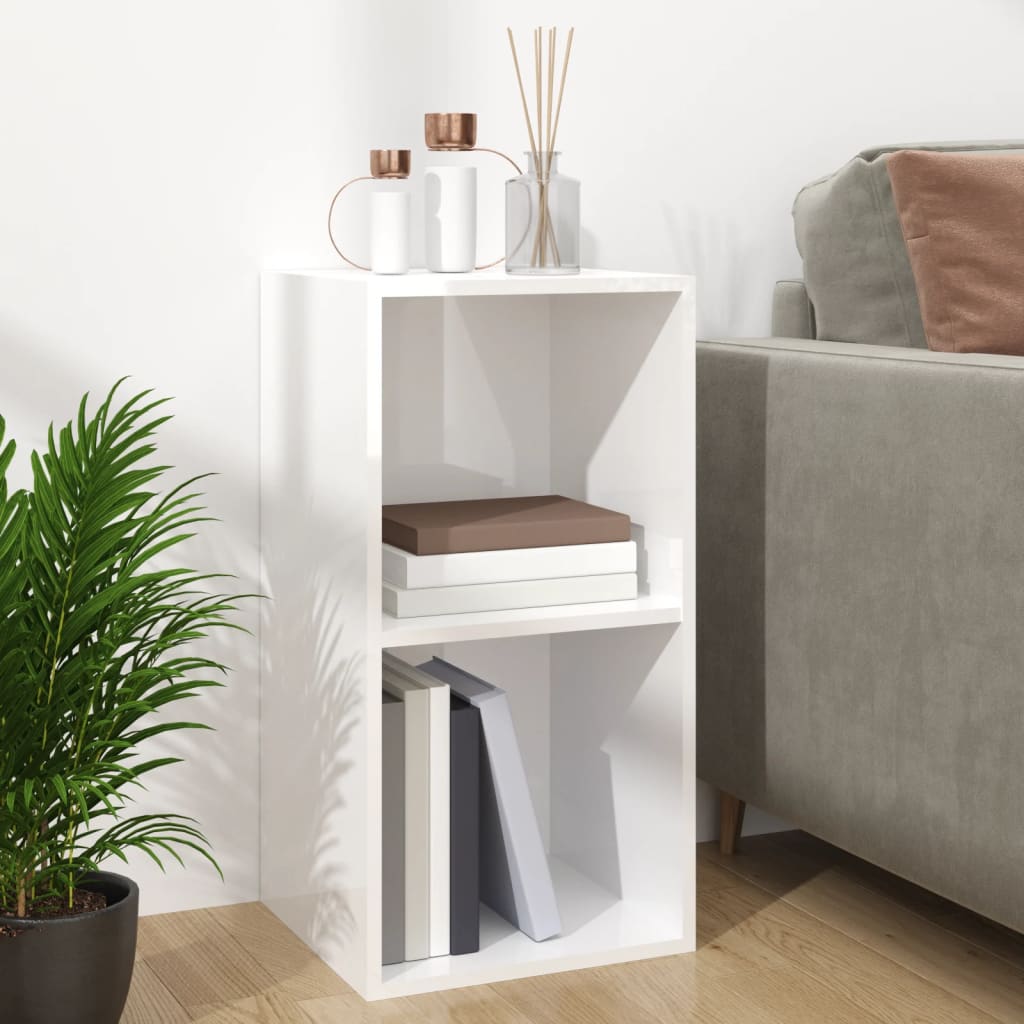 Vinyl Storage Box High Gloss White 28.0x13.4x14.2" Engineered Wood