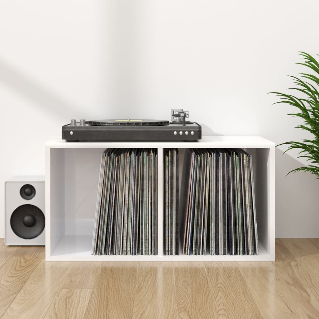 Vinyl Storage Box High Gloss White 28.0x13.4x14.2" Engineered Wood