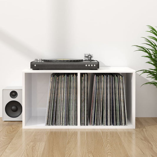 Vinyl Storage Box High Gloss White 28.0x13.4x14.2" Engineered Wood