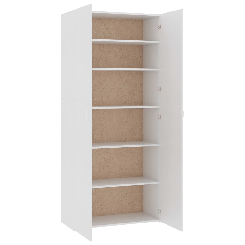 Shoe Cabinet White 31.5"x14"x70.9" Engineered Wood