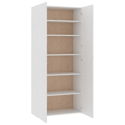 Shoe Cabinet White 31.5"x14"x70.9" Engineered Wood