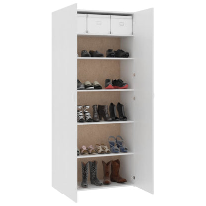 Shoe Cabinet White 31.5"x14"x70.9" Engineered Wood