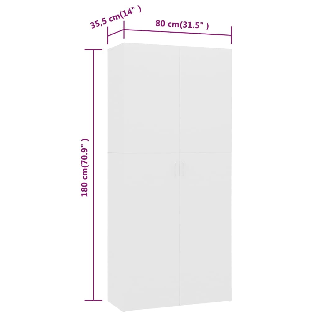 Shoe Cabinet White 31.5"x14"x70.9" Engineered Wood
