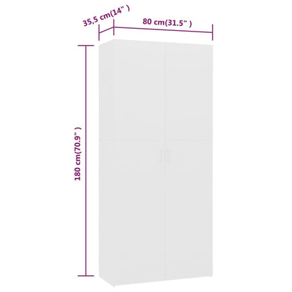 Shoe Cabinet White 31.5"x14"x70.9" Engineered Wood