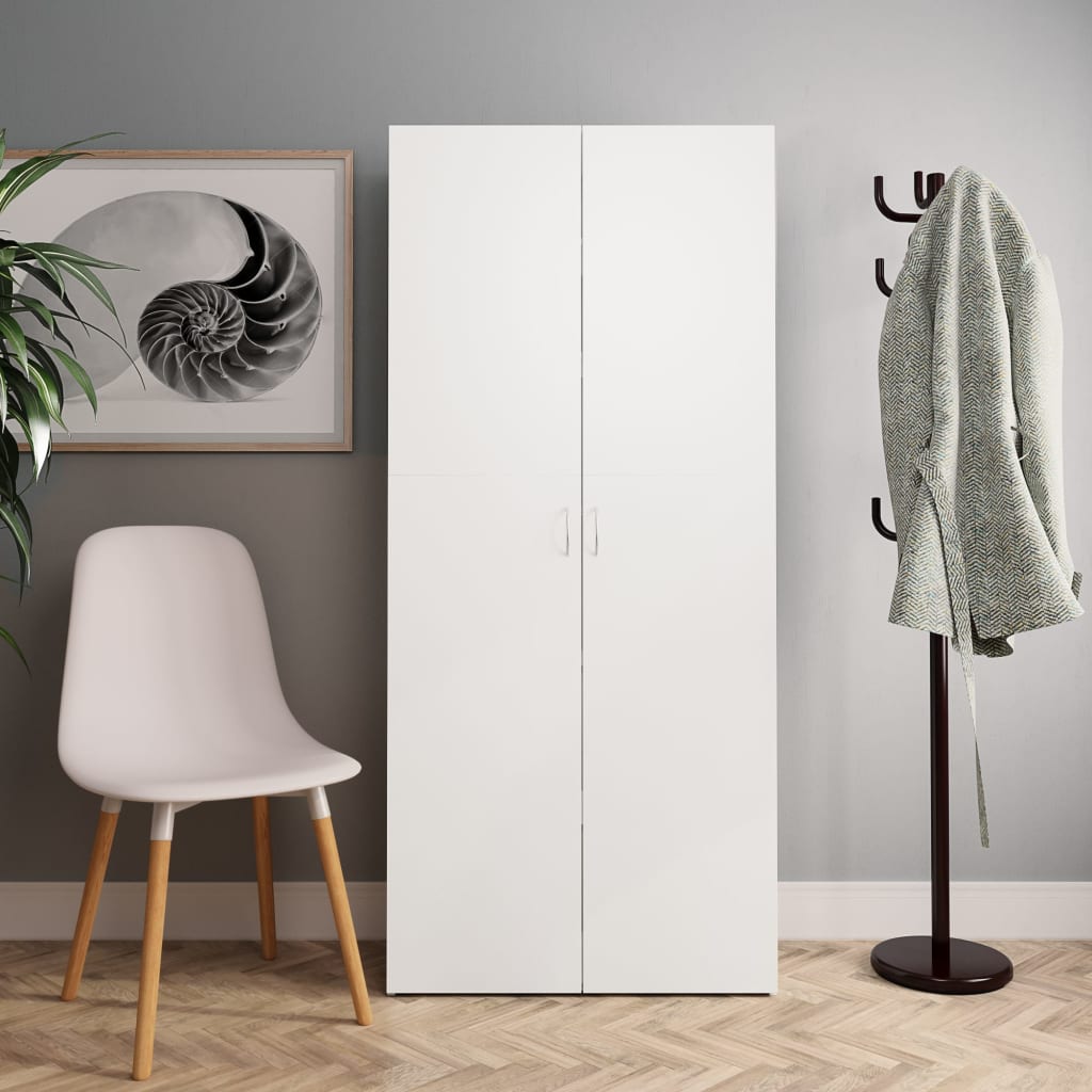 Shoe Cabinet White 31.5"x14"x70.9" Engineered Wood